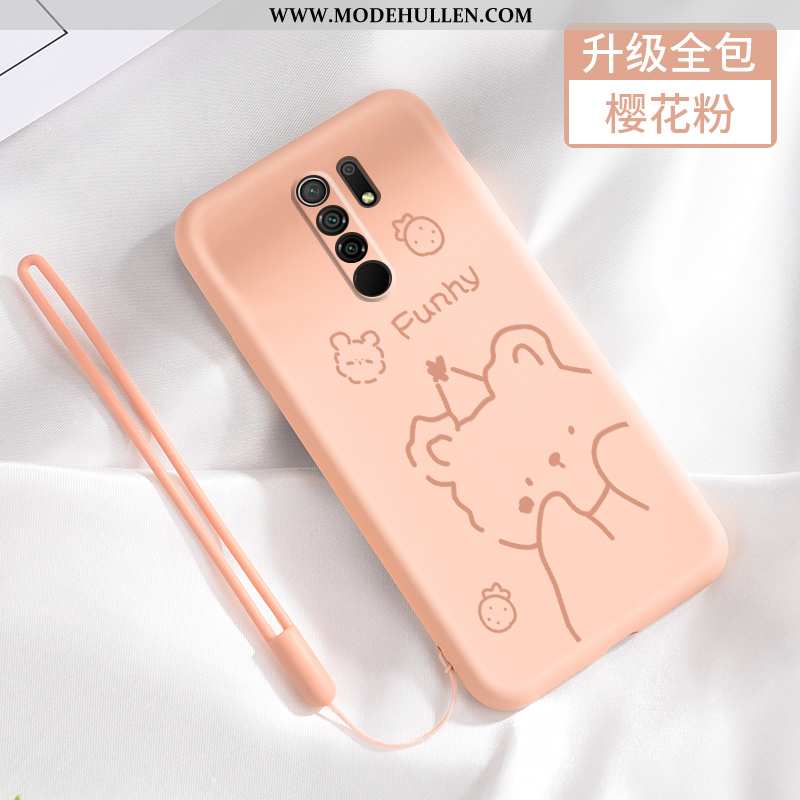 Hülle Xiaomi Redmi 9 Hängende Verzierungen Persönlichkeit Bär Case Trend Einfassung Rosa