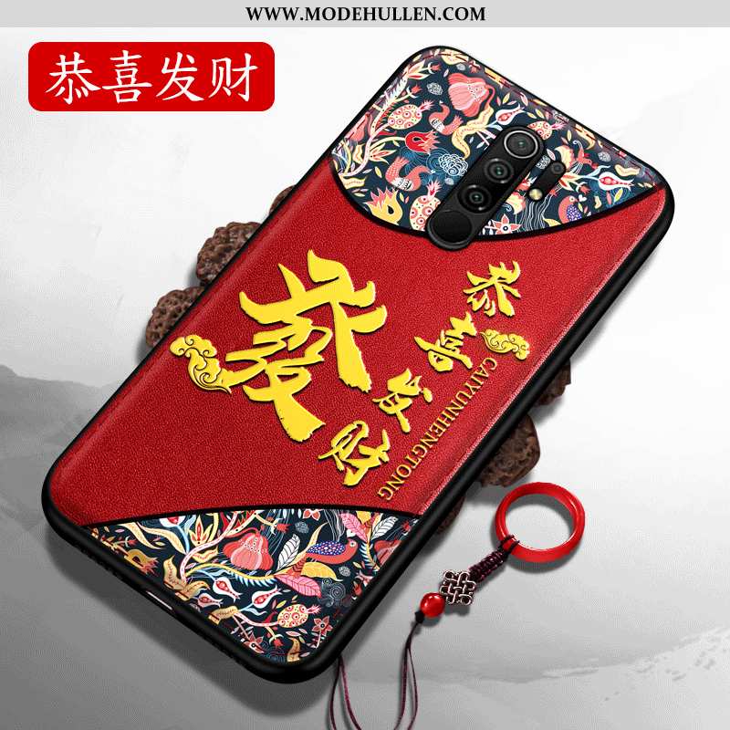 Hülle Xiaomi Redmi 9 Nubuck Persönlichkeit Silikon Schwer Super Handy Rote