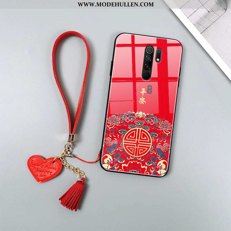 Hülle Xiaomi Redmi 9 Schutz Glas Palast Liebhaber Chinesische Art Anti-sturz Spiegel Rote