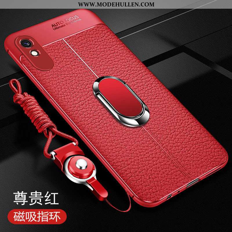 Hülle Xiaomi Redmi 9a Dünne Silikon Weiche Rot Nubuck Dunkelblau