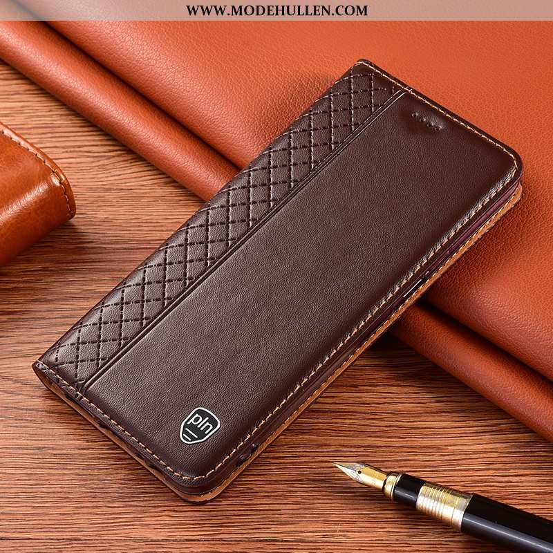 Hülle Xiaomi Redmi 9a Echt Leder Schutz Case Folio Mini Handy Rote