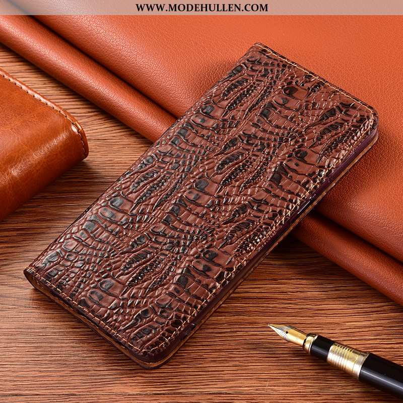 Hülle Xiaomi Redmi 9a Echt Leder Schutz Case Rot Schwarz Mini Handy