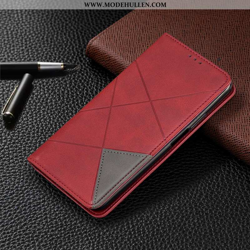 Hülle Xiaomi Redmi 9a Geldbörse Schutz Rot Handy Schwarz Case Lederhülle
