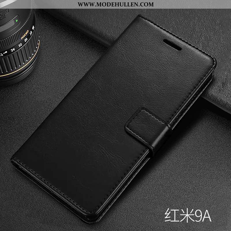 Hülle Xiaomi Redmi 9a Lederhülle Geldbörse Weiche Clamshell Handy Case Schutz Blau