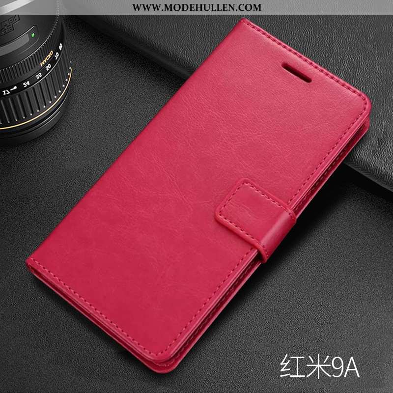 Hülle Xiaomi Redmi 9a Lederhülle Geldbörse Weiche Clamshell Handy Case Schutz Blau