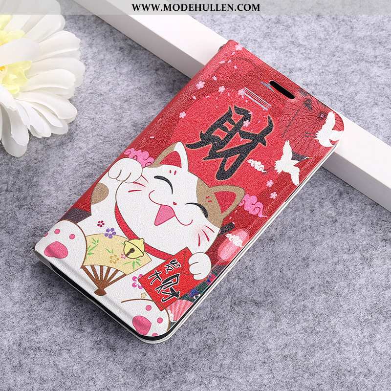 Hülle Xiaomi Redmi 9a Schutz Lederhülle Karikatur Handy Trend Alles Inklusive Rot Schwarz