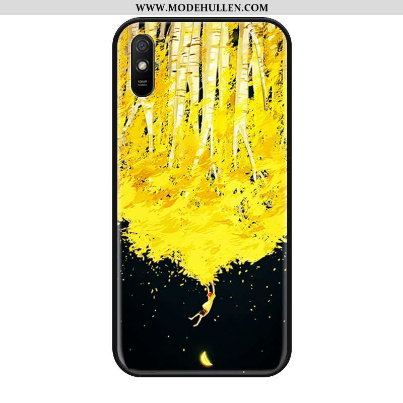 Hülle Xiaomi Redmi 9a Silikon Schutz Rot Chinesische Art Retro Case Gelbe