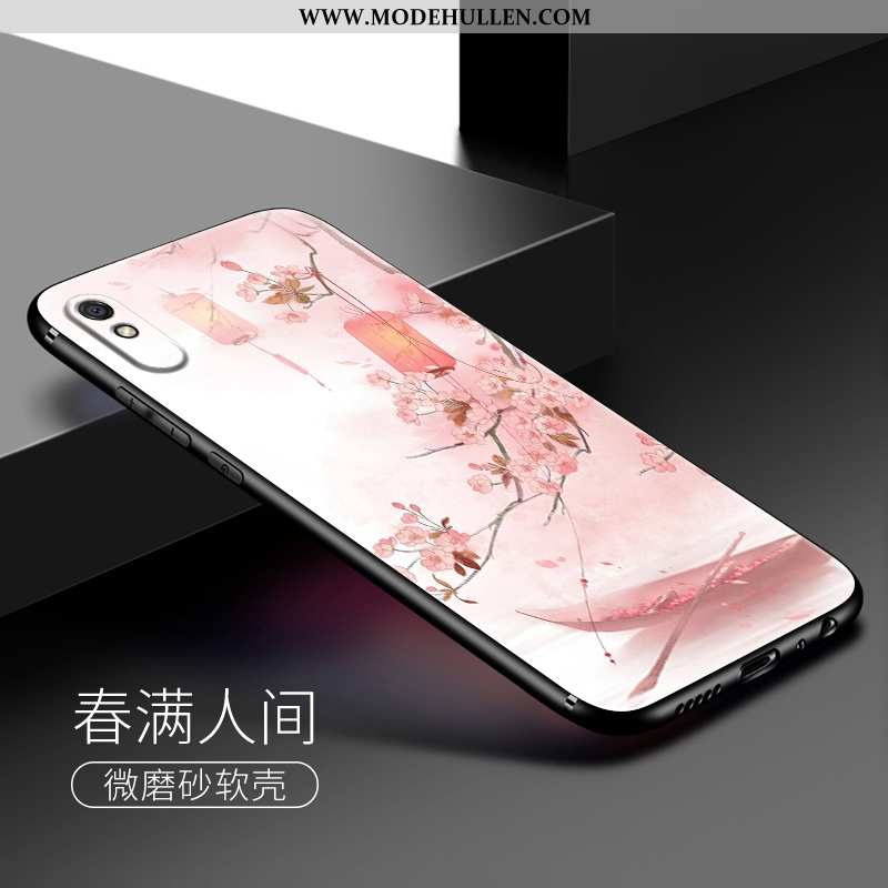 Hülle Xiaomi Redmi 9a Weiche Silikon Kunst Elegant Rosa Frisch Einfassung