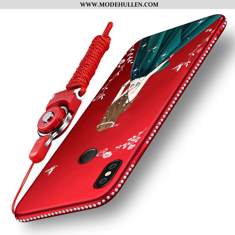 Hülle Xiaomi Redmi Note 5 Schutz Nubuck Case Handy Rot Mini Rote