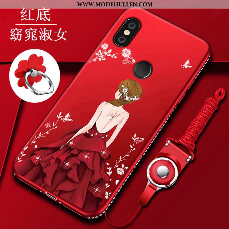 Hülle Xiaomi Redmi Note 5 Schutz Nubuck Case Handy Rot Mini Rote