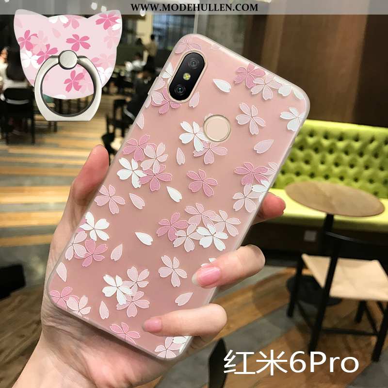 Hülle Xiaomi Redmi Note 6 Pro Dünne Silikon Case Mode Rot Persönlichkeit Rosa