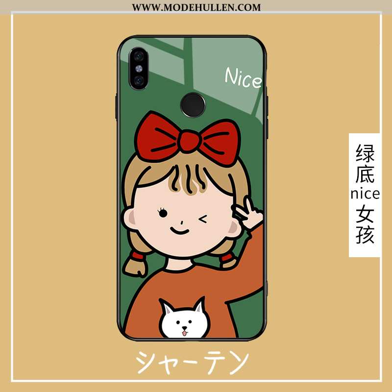 Hülle Xiaomi Redmi Note 6 Pro Glas Karikatur Spiegel Case Grün Nette Mini