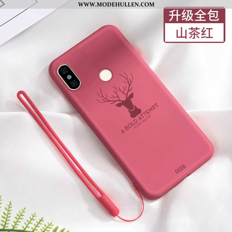 Hülle Xiaomi Redmi Note 6 Pro Schutz Nubuck Netto Rot Weiche Anti-sturz Silikon Schwarz