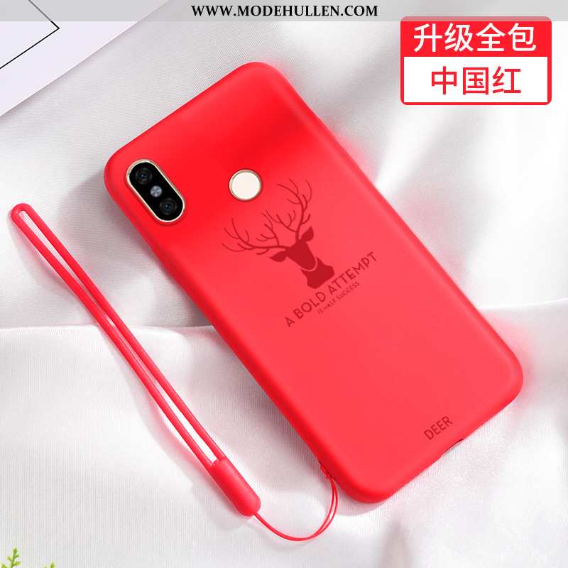 Hülle Xiaomi Redmi Note 6 Pro Schutz Nubuck Netto Rot Weiche Anti-sturz Silikon Schwarz