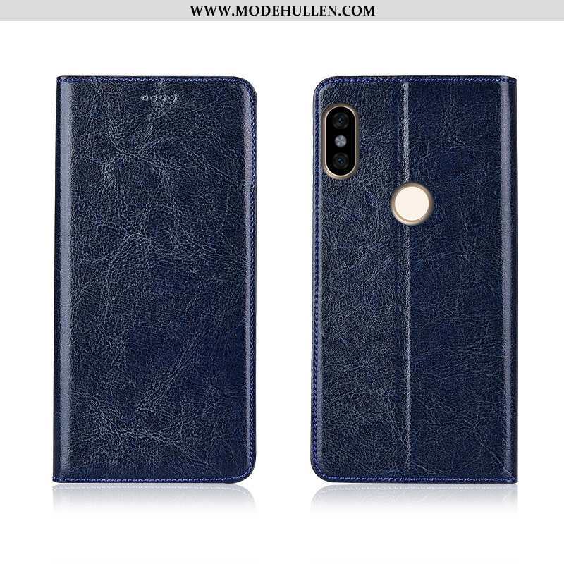 Hülle Xiaomi Redmi Note 6 Pro Weiche Silikon Rot Echt Leder Case Clamshell Muster Schwarz