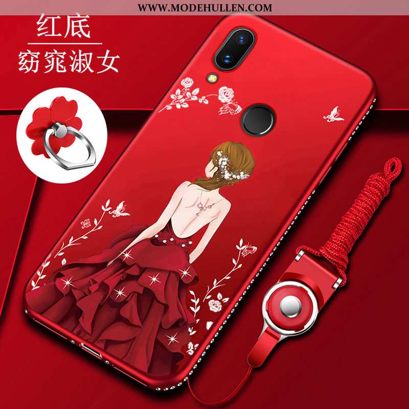 Hülle Xiaomi Redmi Note 7 Dünne Silikon Trend Nubuck Rot Schutz Netto Rot Rote