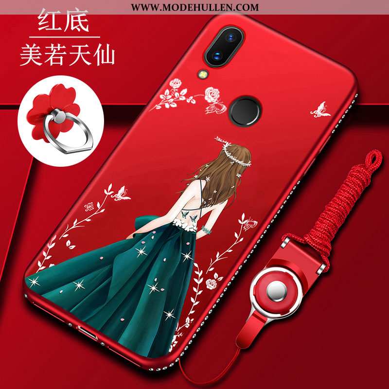 Hülle Xiaomi Redmi Note 7 Dünne Silikon Trend Nubuck Rot Schutz Netto Rot Rote