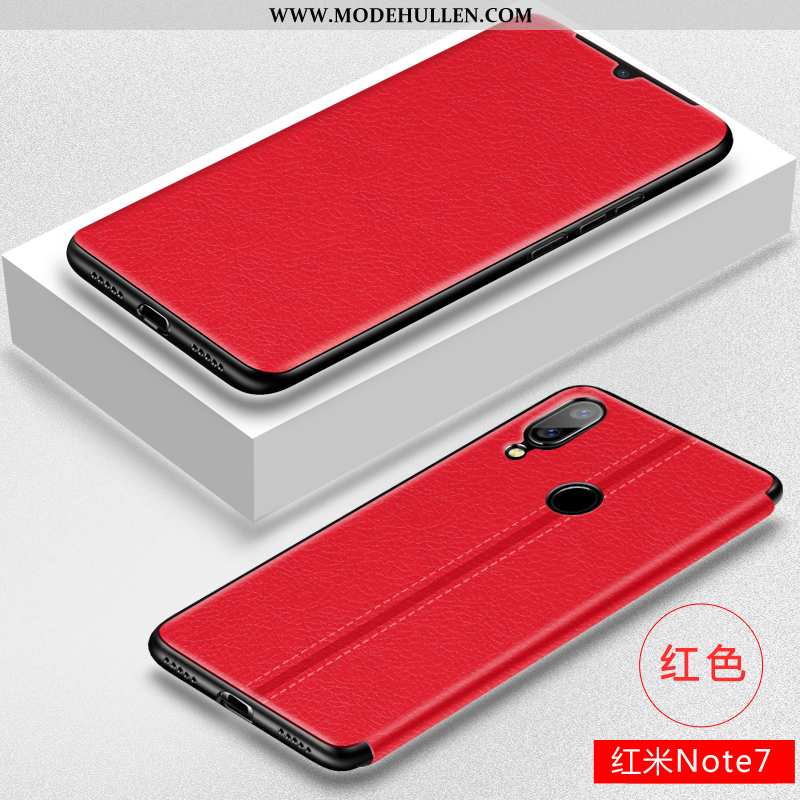 Hülle Xiaomi Redmi Note 7 Lederhülle Persönlichkeit Kreativ Silikon Case Mini Rot Rote