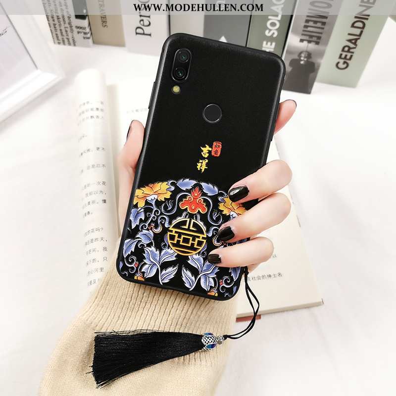 Hülle Xiaomi Redmi Note 7 Retro Trend Rot Prägung Schutz Totem Schwarz