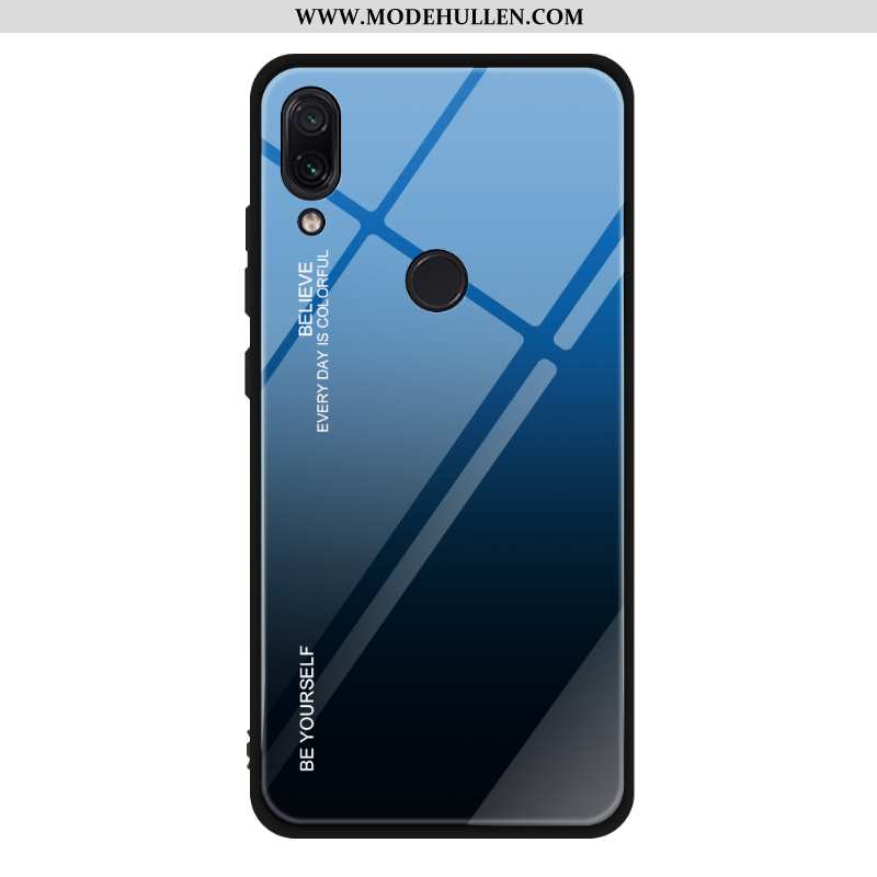 Hülle Xiaomi Redmi Note 7 Schutz Glas Spiegel Farbverlauf Schwer Rot Weiche Blau