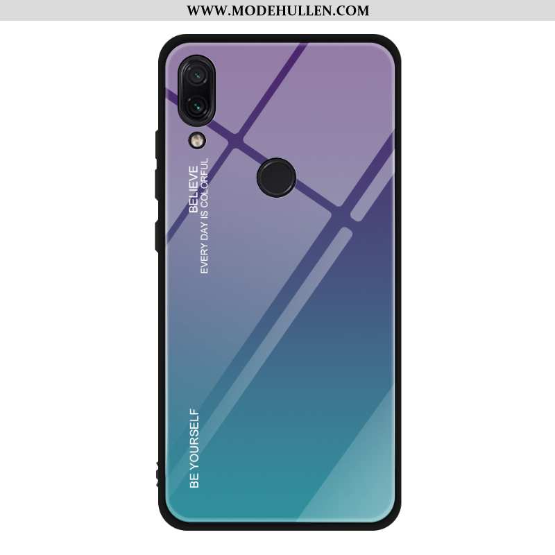 Hülle Xiaomi Redmi Note 7 Schutz Glas Spiegel Farbverlauf Schwer Rot Weiche Blau