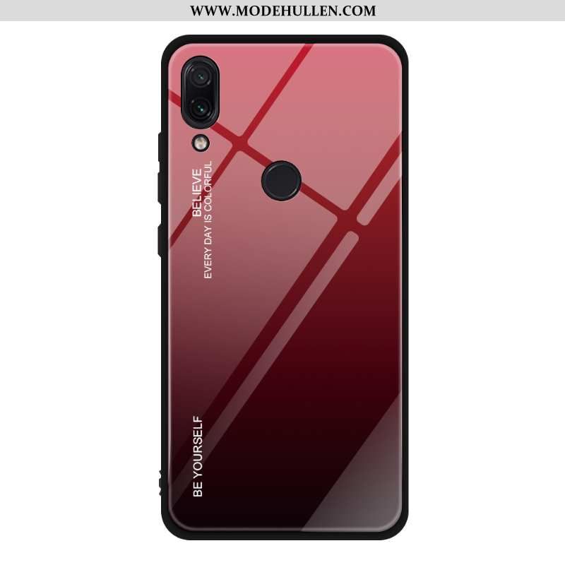 Hülle Xiaomi Redmi Note 7 Schutz Glas Spiegel Farbverlauf Schwer Rot Weiche Blau