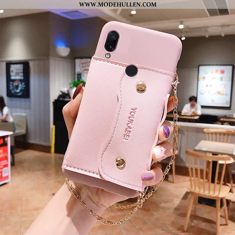 Hülle Xiaomi Redmi Note 7 Silikon Geldbörse Case Netto Rot Weiche Trend Rosa