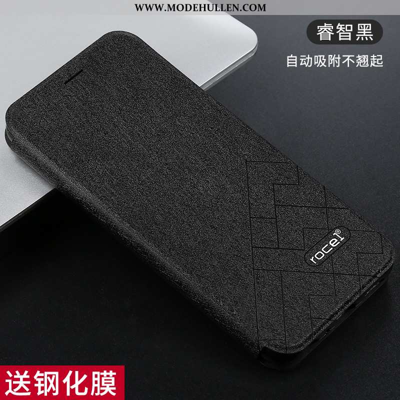 Hülle Xiaomi Redmi Note 7 Silikon Lederhülle Handy Einfach Folio Anti-sturz Schwarz