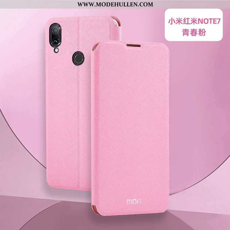 Hülle Xiaomi Redmi Note 7 Silikon Schutz Rot Handy Mini Lederhülle Rosa