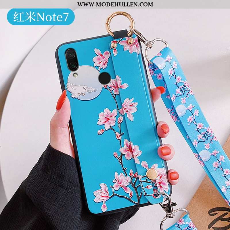 Hülle Xiaomi Redmi Note 7 Super Weiche Blau Handy Trend Case Chinesische Art