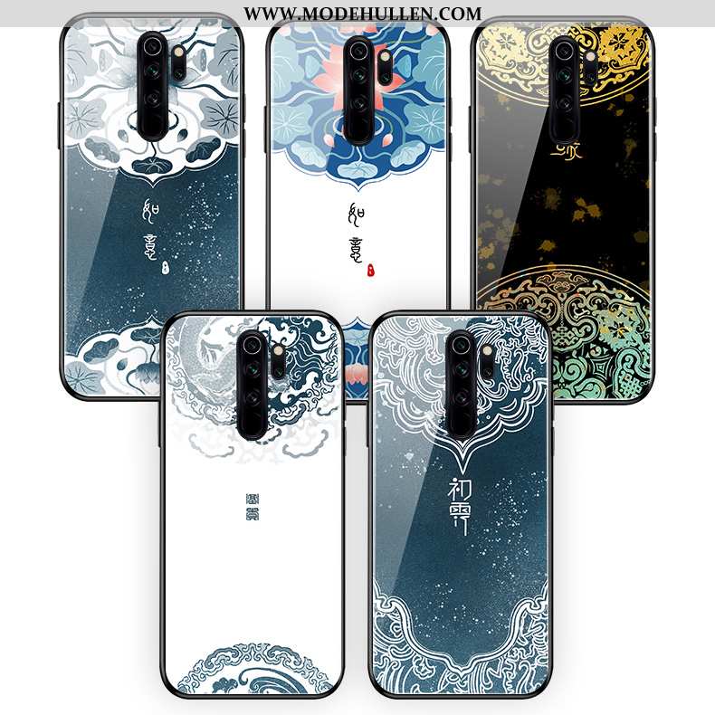 Hülle Xiaomi Redmi Note 8 Pro Glas Handy Einfach Weiß Blumen Chinesische Art Mini Weiße