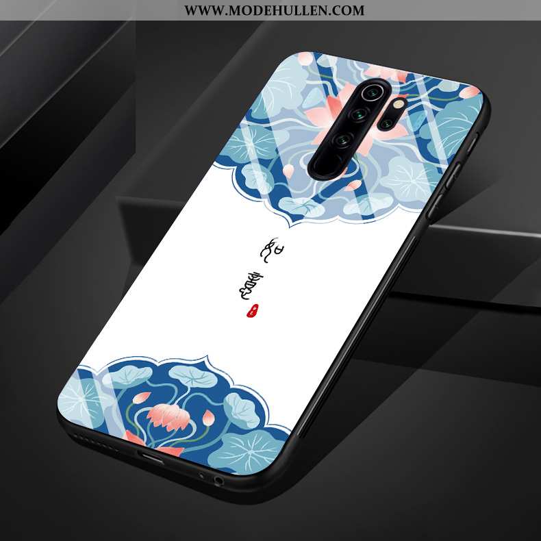 Hülle Xiaomi Redmi Note 8 Pro Glas Handy Einfach Weiß Blumen Chinesische Art Mini Weiße