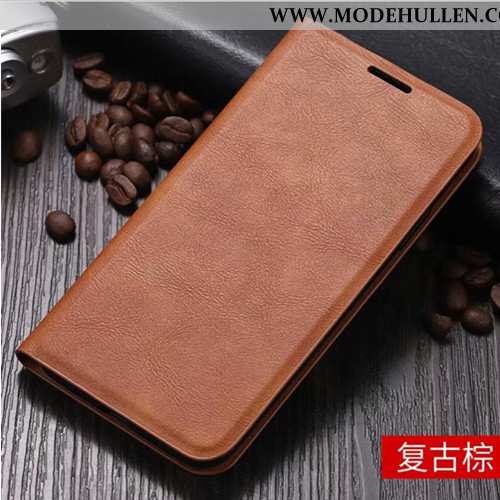 Hülle Xiaomi Redmi Note 8 Pro Lederhülle Weiche Rot Clamshell Silikon Schutz Mini Braun