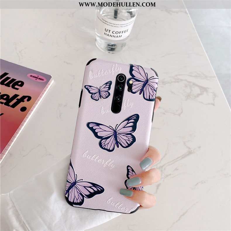 Hülle Xiaomi Redmi Note 8 Pro Prägung Karikatur Schutz Einfassung Case Handy Lila