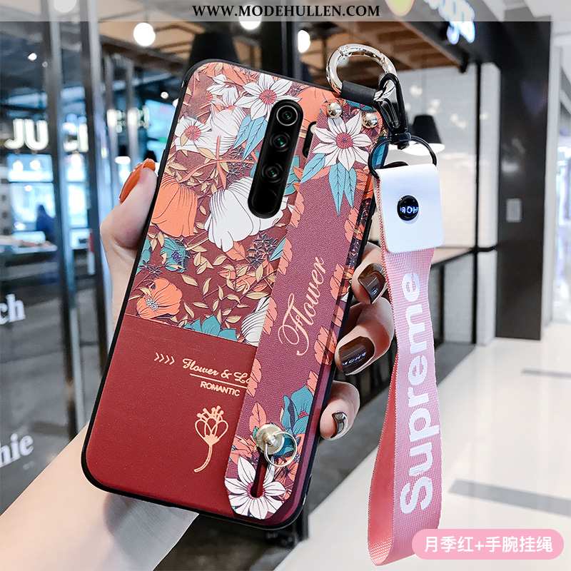 Hülle Xiaomi Redmi Note 8 Pro Schutz Hängende Verzierungen Silikon Rot Chinesische Art Weiche Rosa