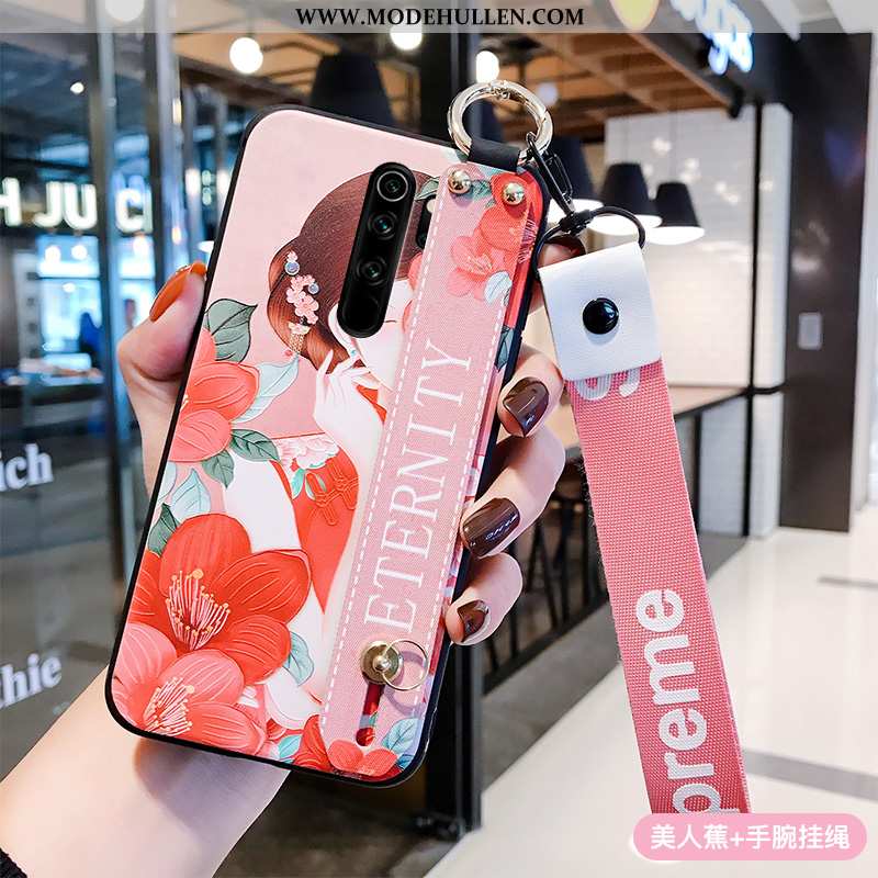 Hülle Xiaomi Redmi Note 8 Pro Schutz Hängende Verzierungen Silikon Rot Chinesische Art Weiche Rosa