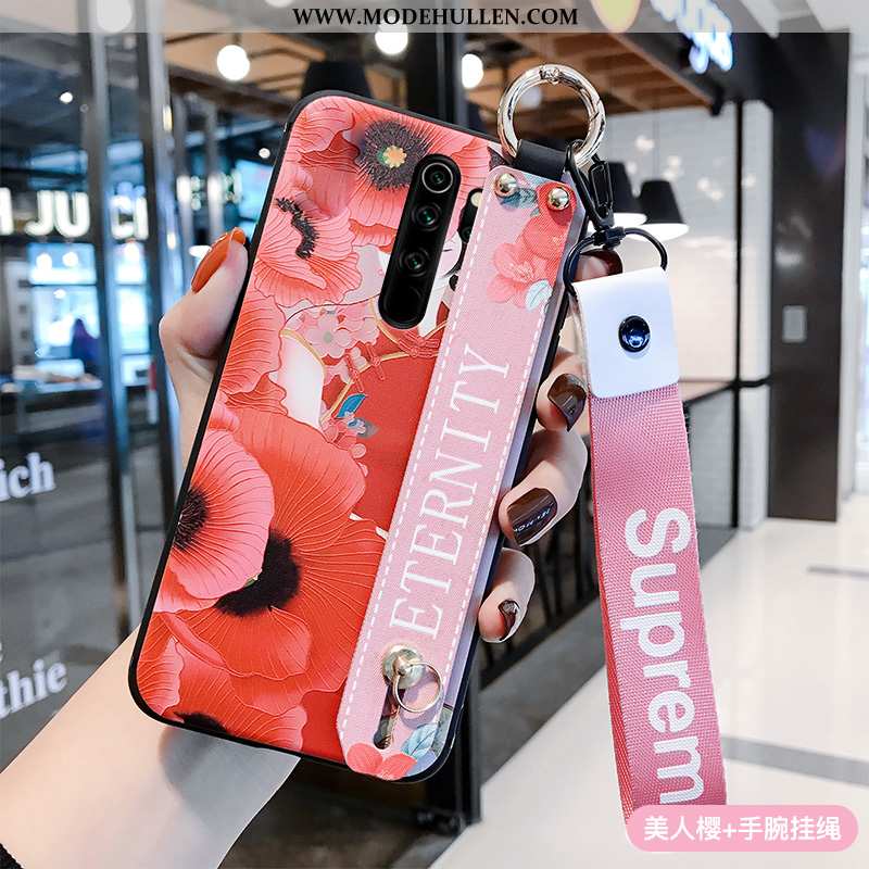 Hülle Xiaomi Redmi Note 8 Pro Schutz Hängende Verzierungen Silikon Rot Chinesische Art Weiche Rosa