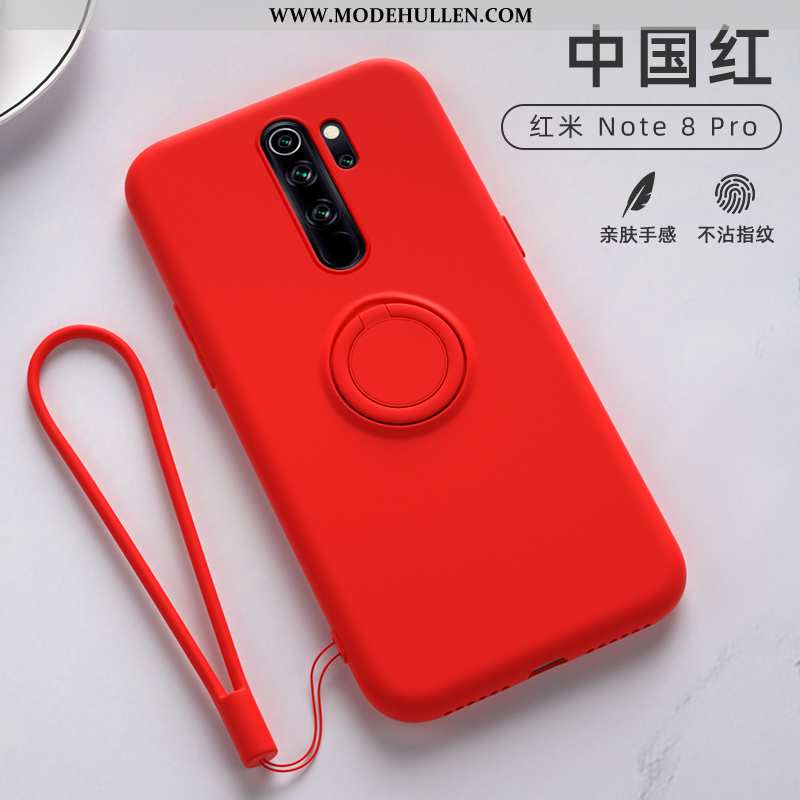 Hülle Xiaomi Redmi Note 8 Pro Silikon Schutz Handy Mini Rot Ring Anti-sturz Grau