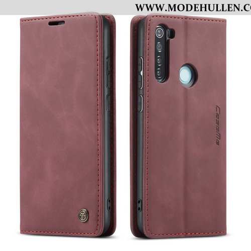 Hülle Xiaomi Redmi Note 8t Schutz Lederhülle Weiche Magnetismus Rot Case Braun