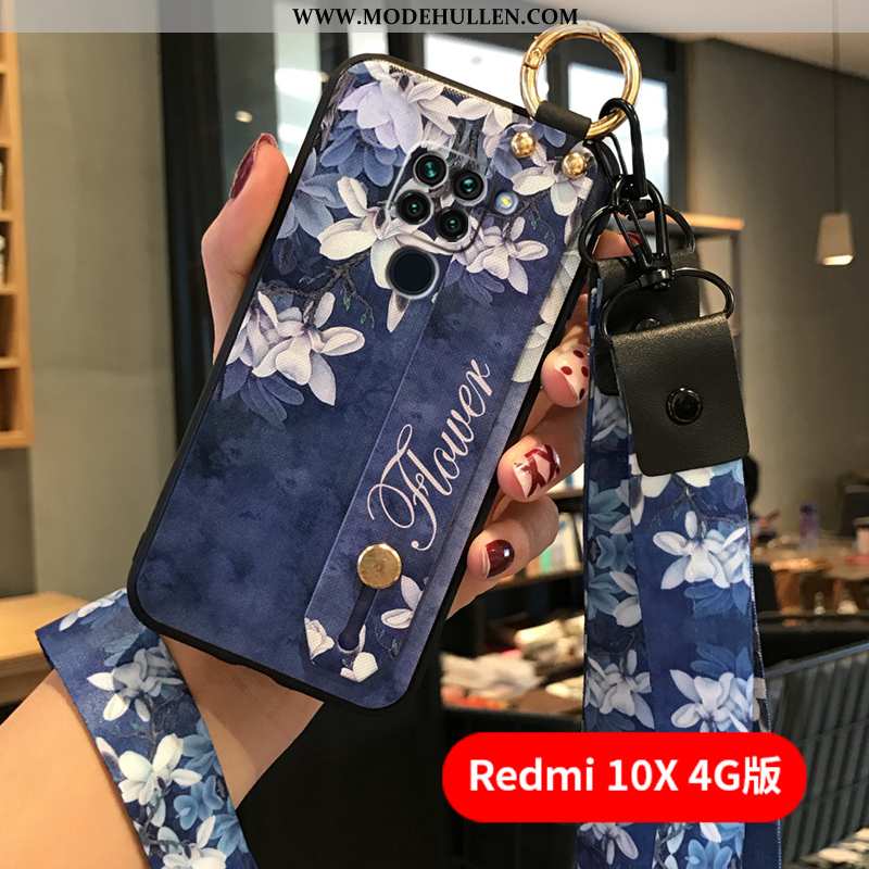 Hülle Xiaomi Redmi Note 9 Nubuck Hängende Verzierungen Schutz Rot Mini Weiche Blau