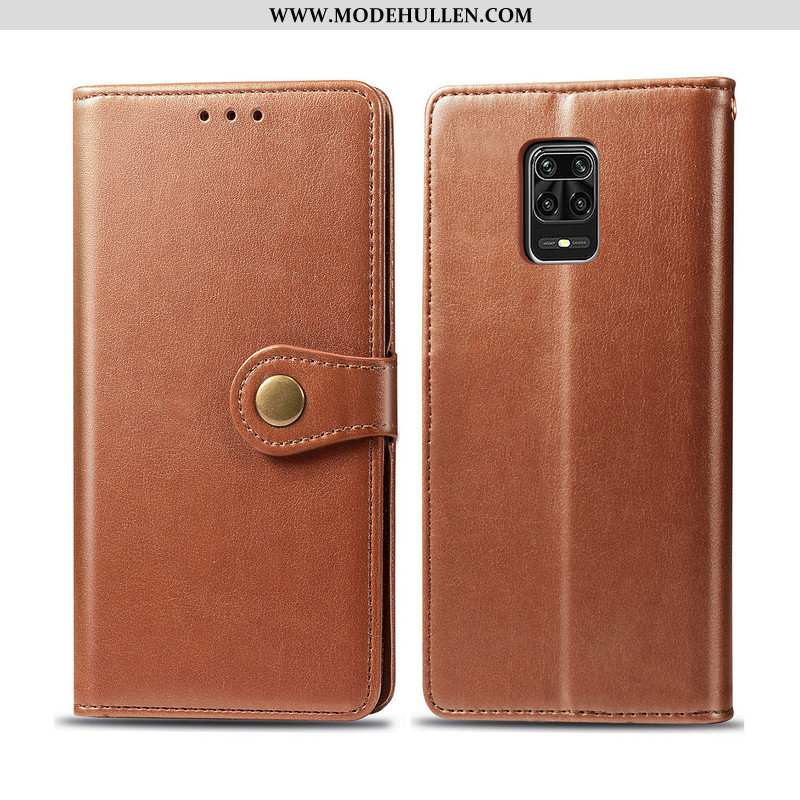 Hülle Xiaomi Redmi Note 9 Pro Leder Schutz Schwarz Business Folio Handy