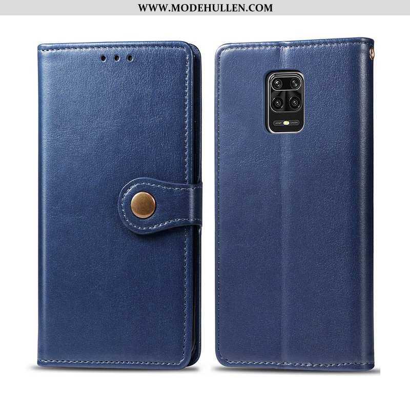 Hülle Xiaomi Redmi Note 9 Pro Leder Schutz Schwarz Business Folio Handy