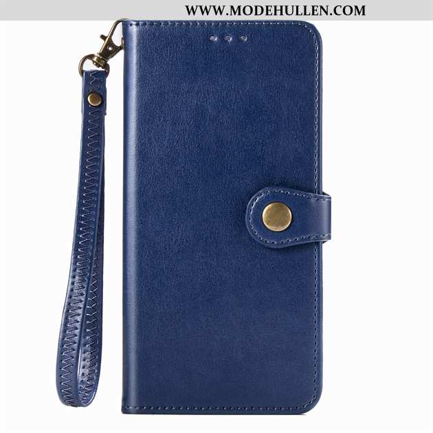 Hülle Xiaomi Redmi Note 9 Pro Lederhülle Dunkelblau Mini Clamshell Case Handy