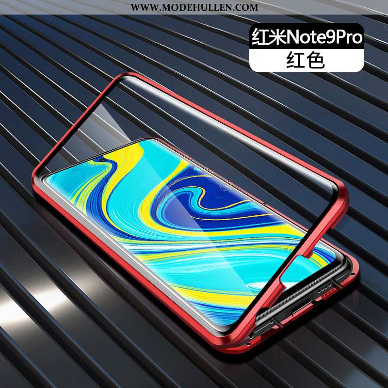 Hülle Xiaomi Redmi Note 9 Pro Trend Metall Rot Grenze Schutz Handy Transparent Grün