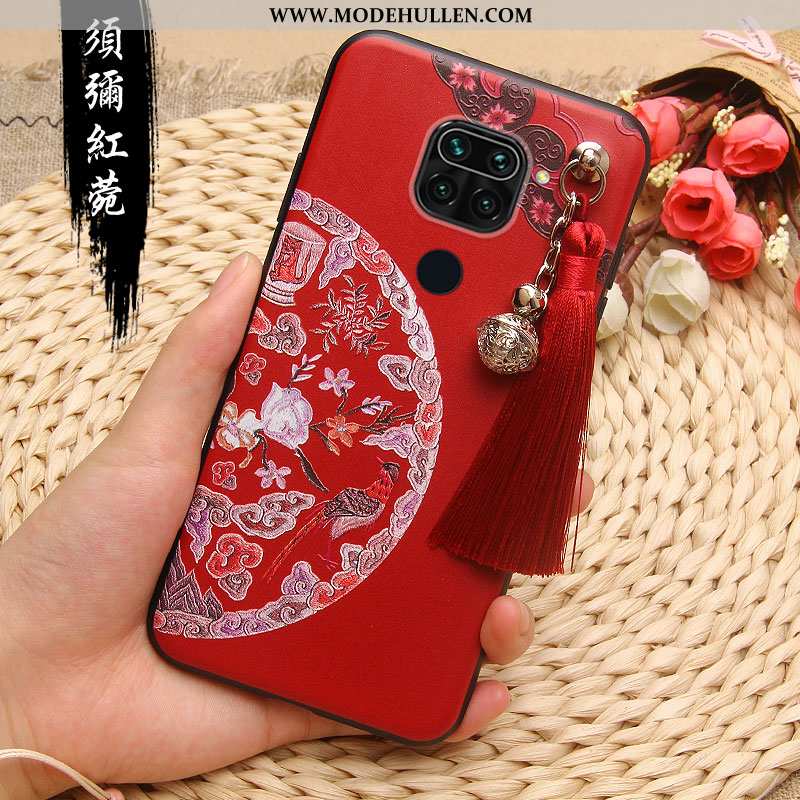 Hülle Xiaomi Redmi Note 9 Weiche Silikon Alles Inklusive Rot Chinesische Art Rosa Anti-sturz