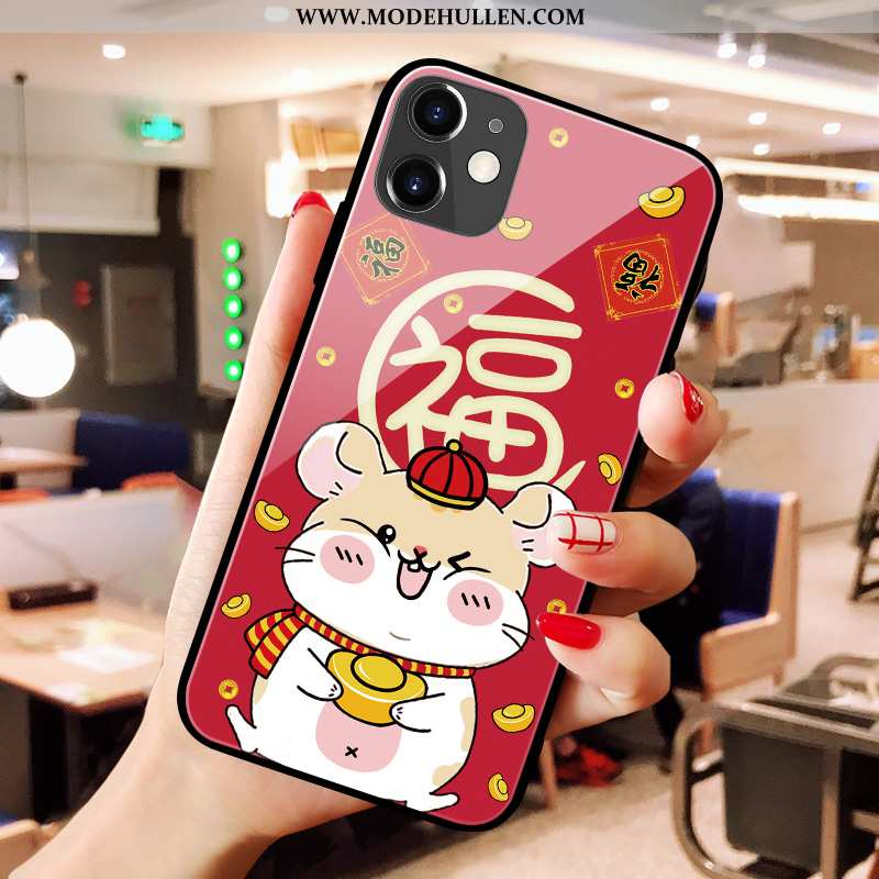 Hülle iPhone 11 Kreativ Karikatur Rot Spiegel Glas Nette Rote