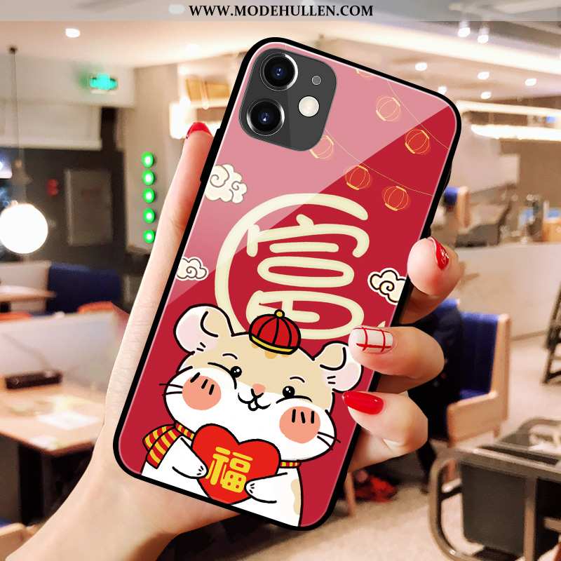 Hülle iPhone 11 Kreativ Karikatur Rot Spiegel Glas Nette Rote