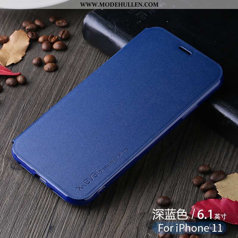 Hülle iPhone 11 Kreativ Trend Einfach Super High-end Case Lederhülle Schwarz