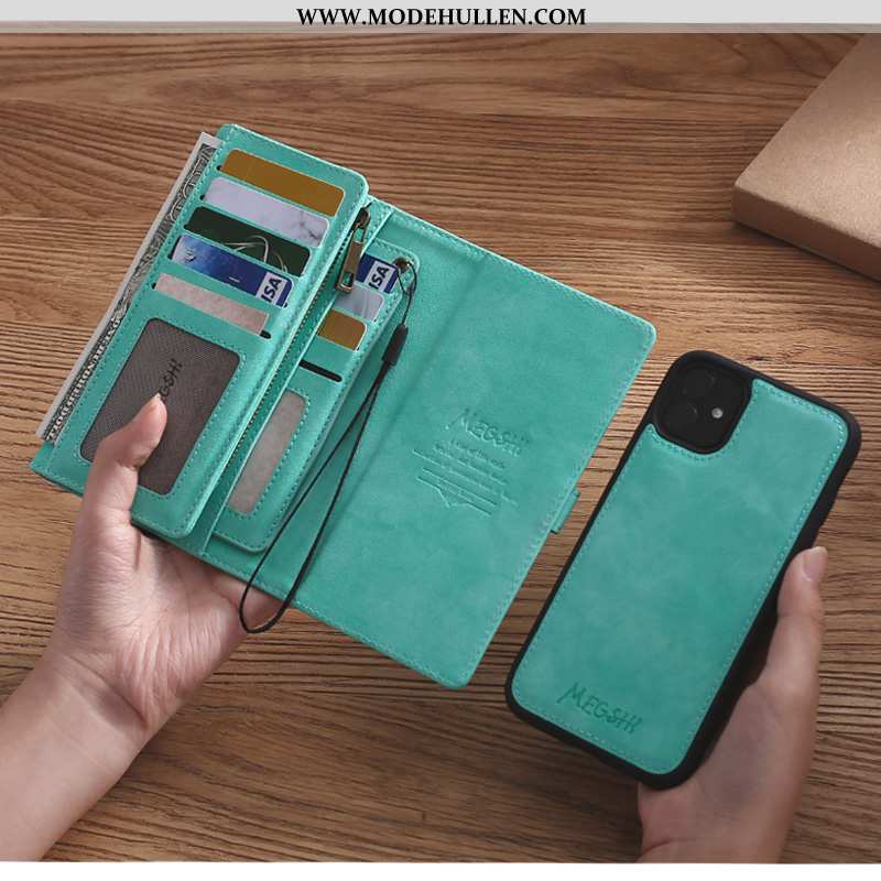 Hülle iPhone 11 Lederhülle Geldbörse Business Case Clamshell Blau