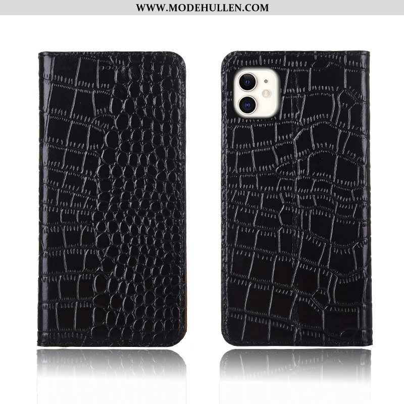 Hülle iPhone 11 Lederhülle Kreativ Clamshell Krokodilmuster Anti-sturz Silikon Case Braun